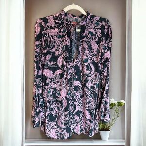 MAAJI Rose Joy Swim‎ Coverup Dress Bell Sleeves Pink Purple Floral M
